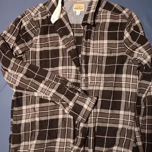 American Eagle Outfitters Black and Gray Plaid Shirt